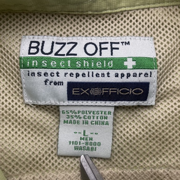 ExOfficio Shirt Mens Large Buzz Off Insect Shield Wasabi Green Outdoor Fishing - Picture 7 of 7